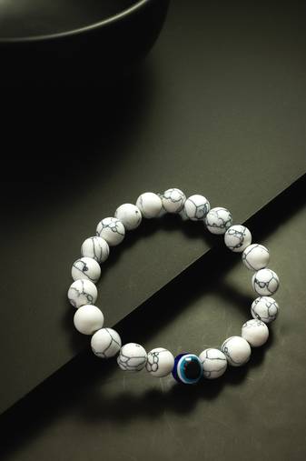 white marble evil eye bracelet