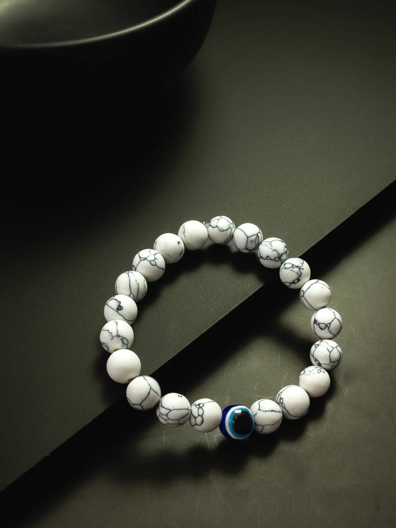 white marble evil eye bracelet