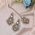 Pista green & pink color kundan earrings tikka set