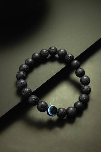 black lava evil eye bracelet
