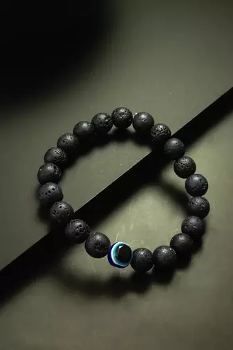 black lava evil eye bracelet
