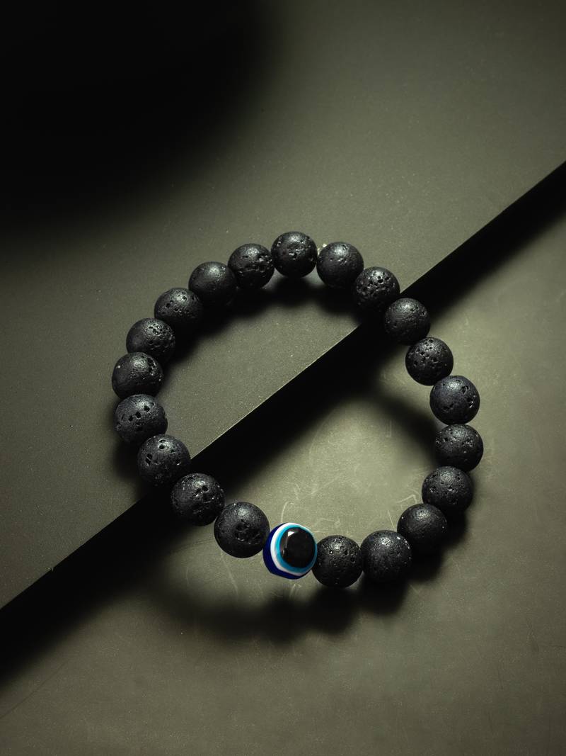 black lava evil eye bracelet
