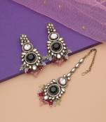 Multi color kundan earrings tikka set