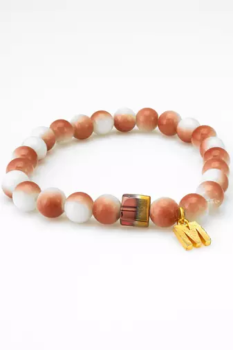 peach white charm bracelet