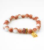 peach white charm bracelet