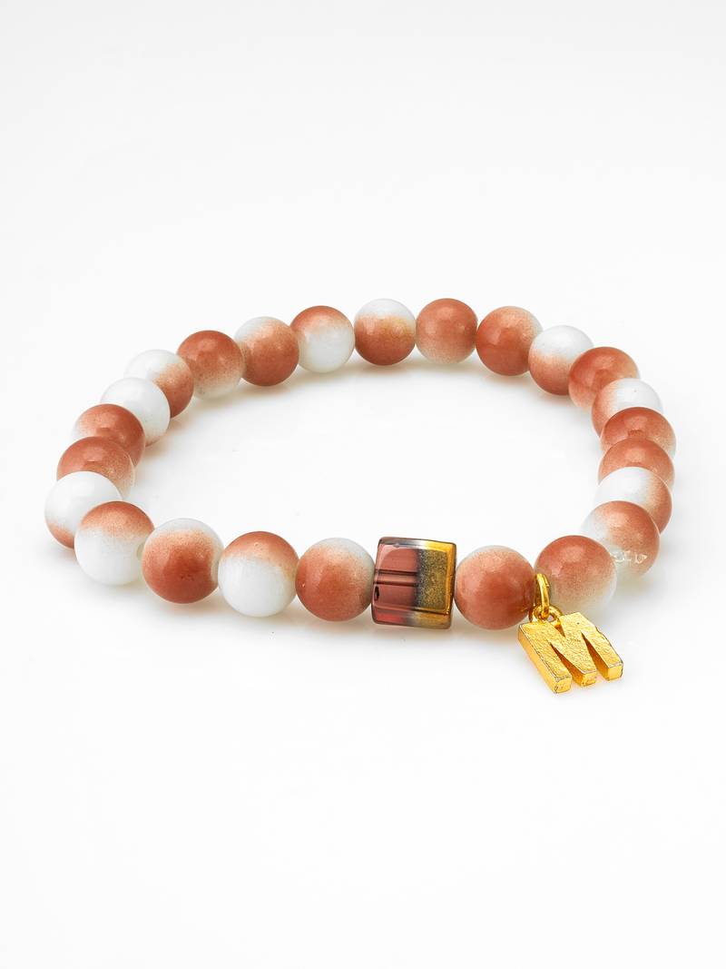 peach white charm bracelet
