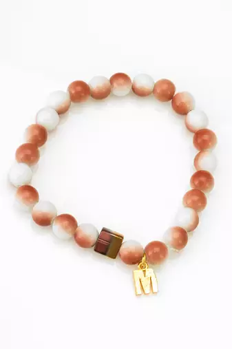 peach white charm bracelet