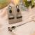 Black color kundan earrings tikka set