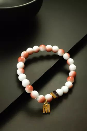 peach white charm bracelet