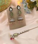 Multi color kundan earrings tikka set