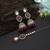 Rani color kundan earrings tikka set