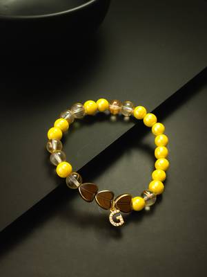 yellow beaded charm bracelet 1
