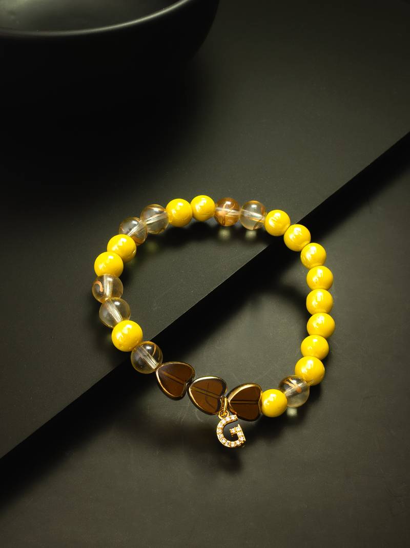 yellow beaded charm bracelet