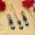 Green color kundan earrings tikka set