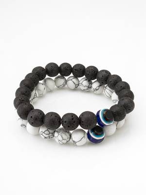 black white stone bracelet set 2