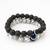 black white stone bracelet set