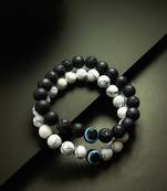 black white stone bracelet set