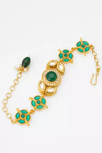 emerald green kundan bracelet