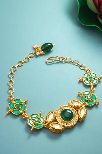emerald green kundan bracelet