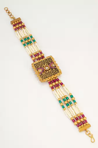 kundan pearl bead bracelet