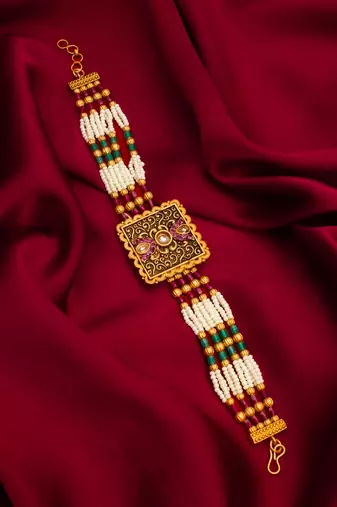 kundan pearl bead bracelet