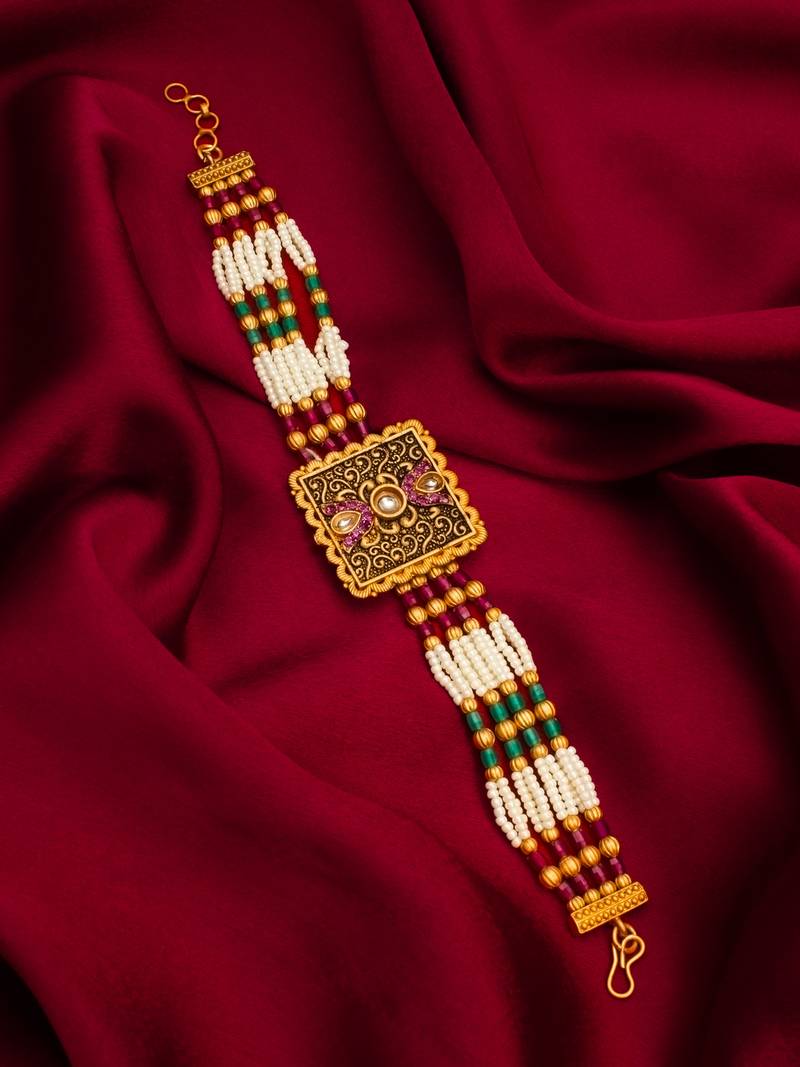 kundan pearl bead bracelet
