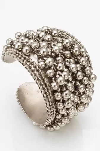 silver ball cluster bangle