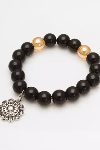 black floral charm bracelet