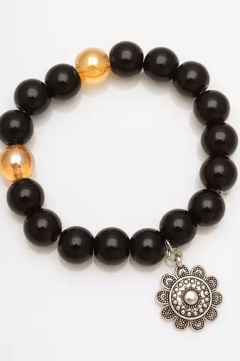 black floral charm bracelet