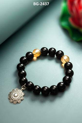 black floral charm bracelet