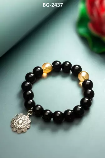 black floral charm bracelet