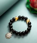 black floral charm bracelet