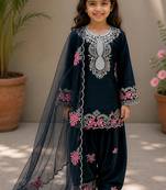 Natural crepe embroidery black readymade salwar suit