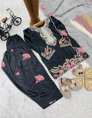 Natural crepe embroidery black readymade salwar suit 3
