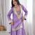 Purple georgette palazzo suit with real mirror embroidery