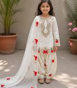 Natural crepe embroidery white readymade salwar suit