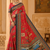 red digital printing with dori and pasmina silk saree