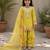 Natural crepe  embroidery yellow readymade salwar suit