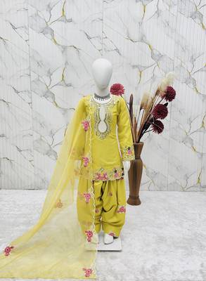 Natural crepe  embroidery yellow readymade salwar suit 2
