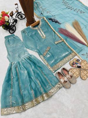 Fendi silk  embroidery sky blue readymade salwar suit 3