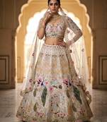 white organza silk blend waer embroidered lehenga choli 