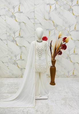 Faux georgette embroidery white readymade salwar suit 2