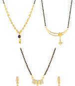 gold-tone stone mangalsutra combo set with earrings