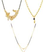 gold-tone twin birds ad stone mangalsutra set with star pendant and floral bead chain