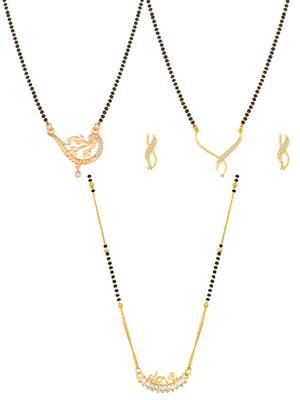 rose gold floral mangalsutra set with love script ad pendant and earrings 1
