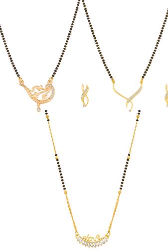 rose gold floral mangalsutra set with love script ad pendant and earrings