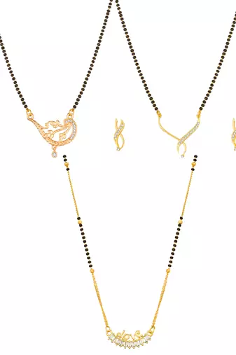 rose gold floral mangalsutra set with love script ad pendant and earrings