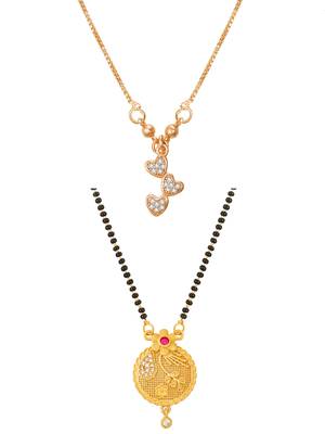 rose gold-tone heart charm necklace and gold-tone circular pendant mangalsutra 1