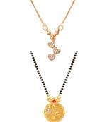 rose gold-tone heart charm necklace and gold-tone circular pendant mangalsutra