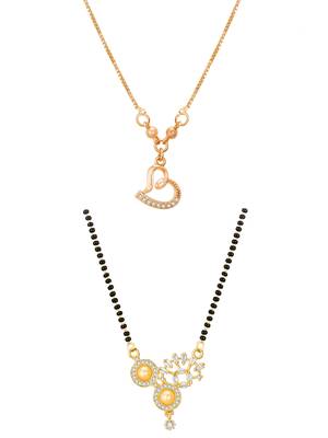rose gold-tone open heart chain necklace and gold-tone pearl ad mangalsutra 1